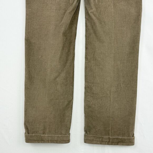 Paul Frederick Mens Pants Brown Corduroy Straight Cuffed Pleat Size 35x32 - Picture 6 of 13